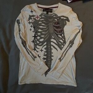 Jimmy's‎ Brand Skeleton Ribcage Graphic Tee Shirt Crosses Long Sleeve Mens XL